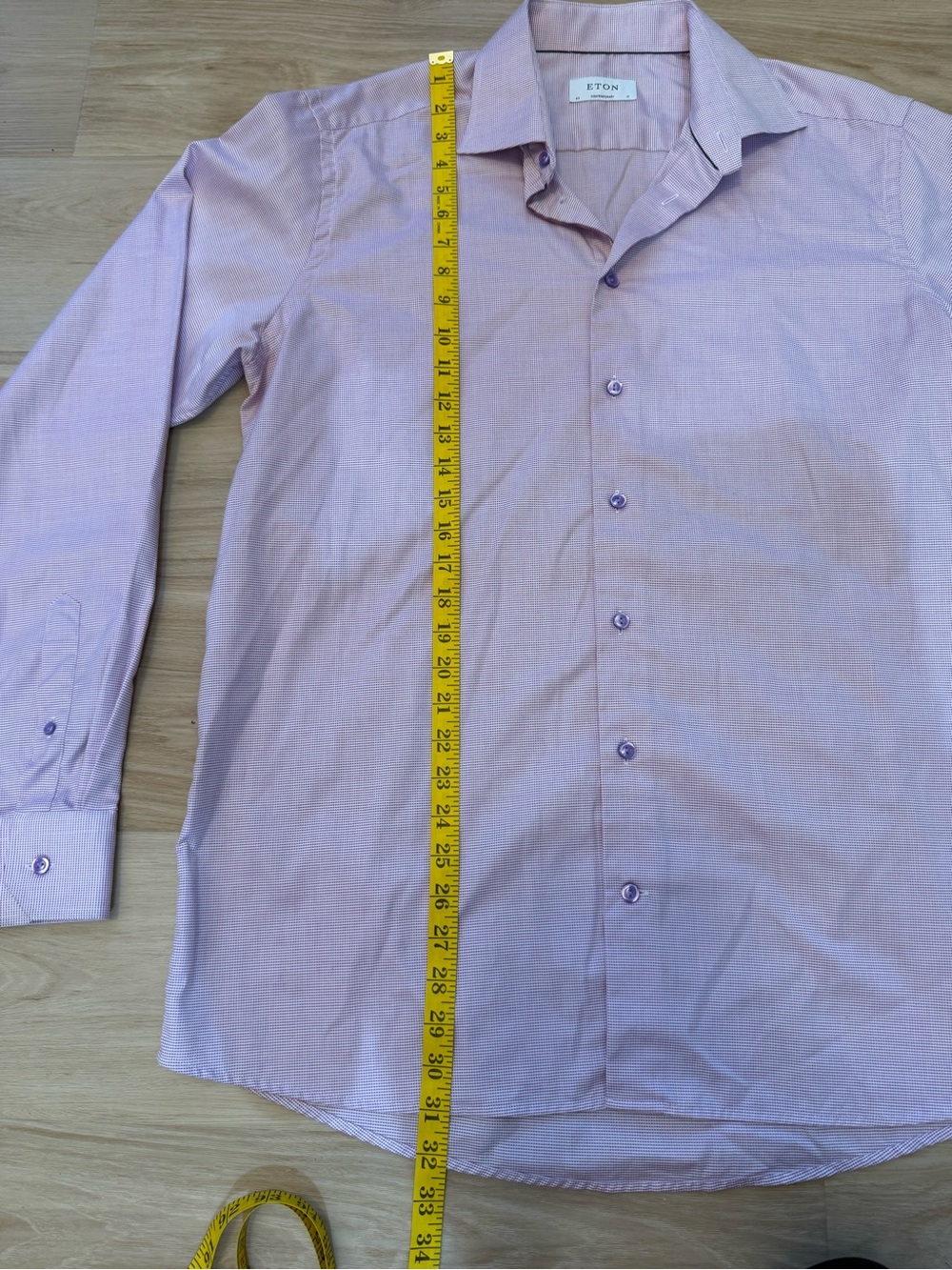 Eton Contemporary Men's 17/43 XL Purple Micro Checker Shirt Button Down Cotton - Picture 6 of 8